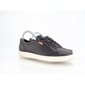 Ecco Soft Classic Sneaker Black Leather Women Size 8 / 8.5 Lace Up Shoes